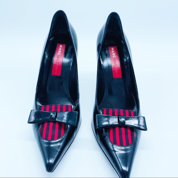 Marc Jacobs Black Red stiletto pumps heels SZ 9 - Picture 2 of 11